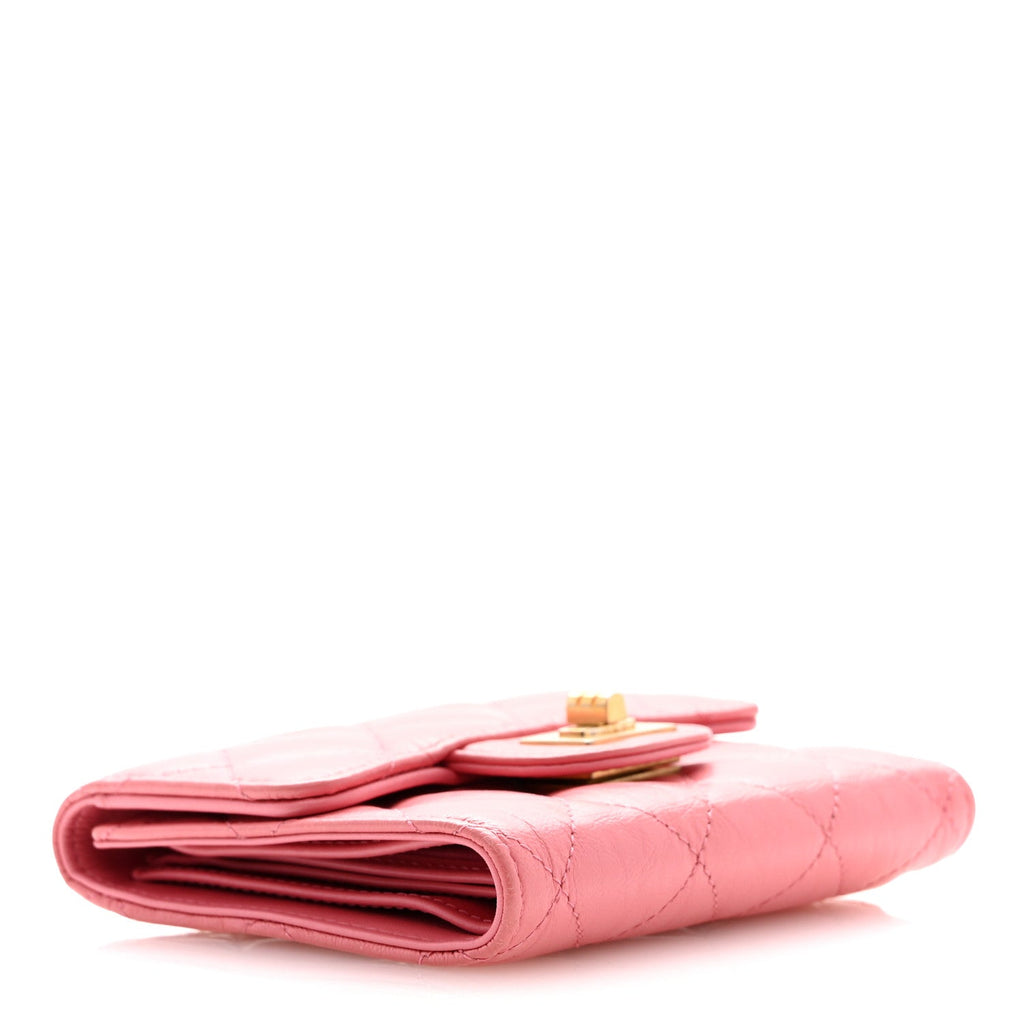 Aged Calfskin Quilted Reissue Compact Wallet Pink