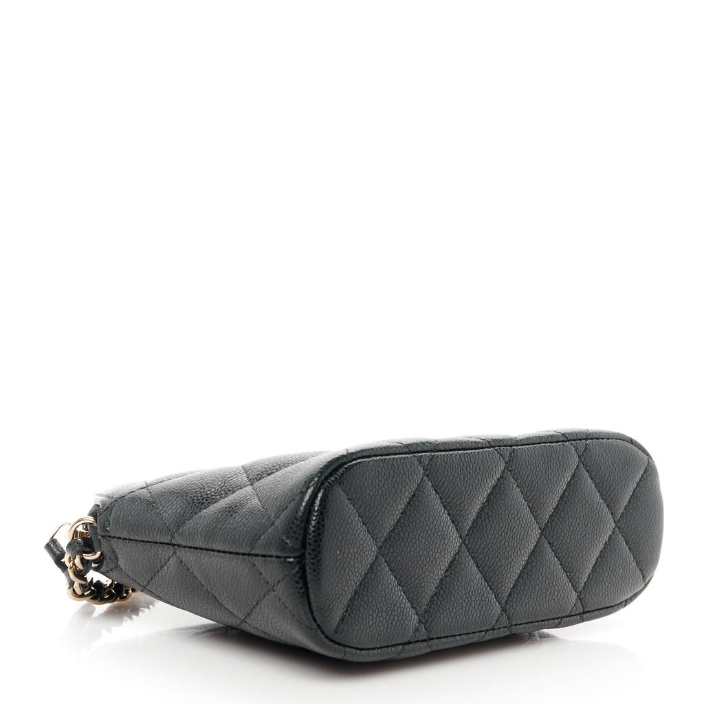 Caviar Quilted Classic Clutch with Chain Black
