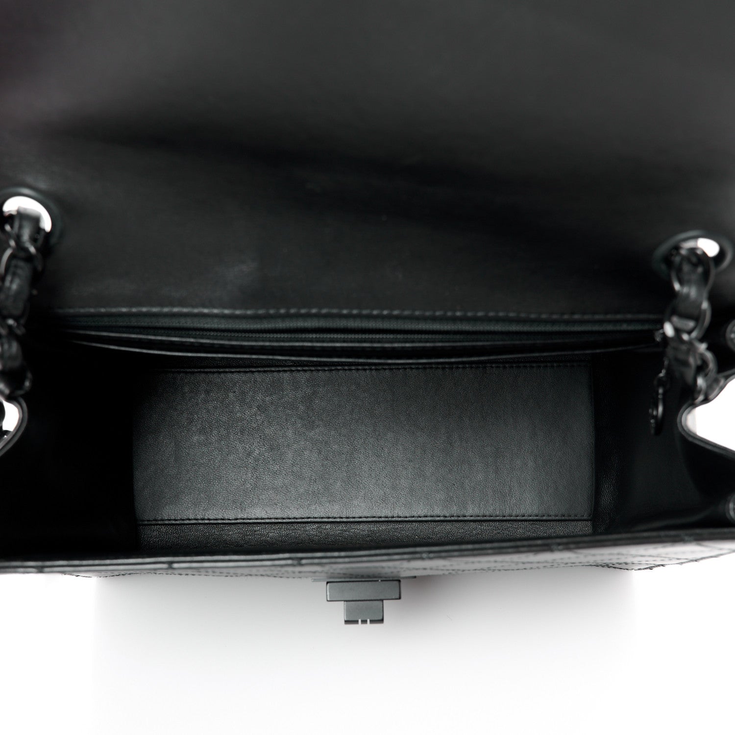 Calfskin Diamond Stitched Flap Shoulder Bag Black