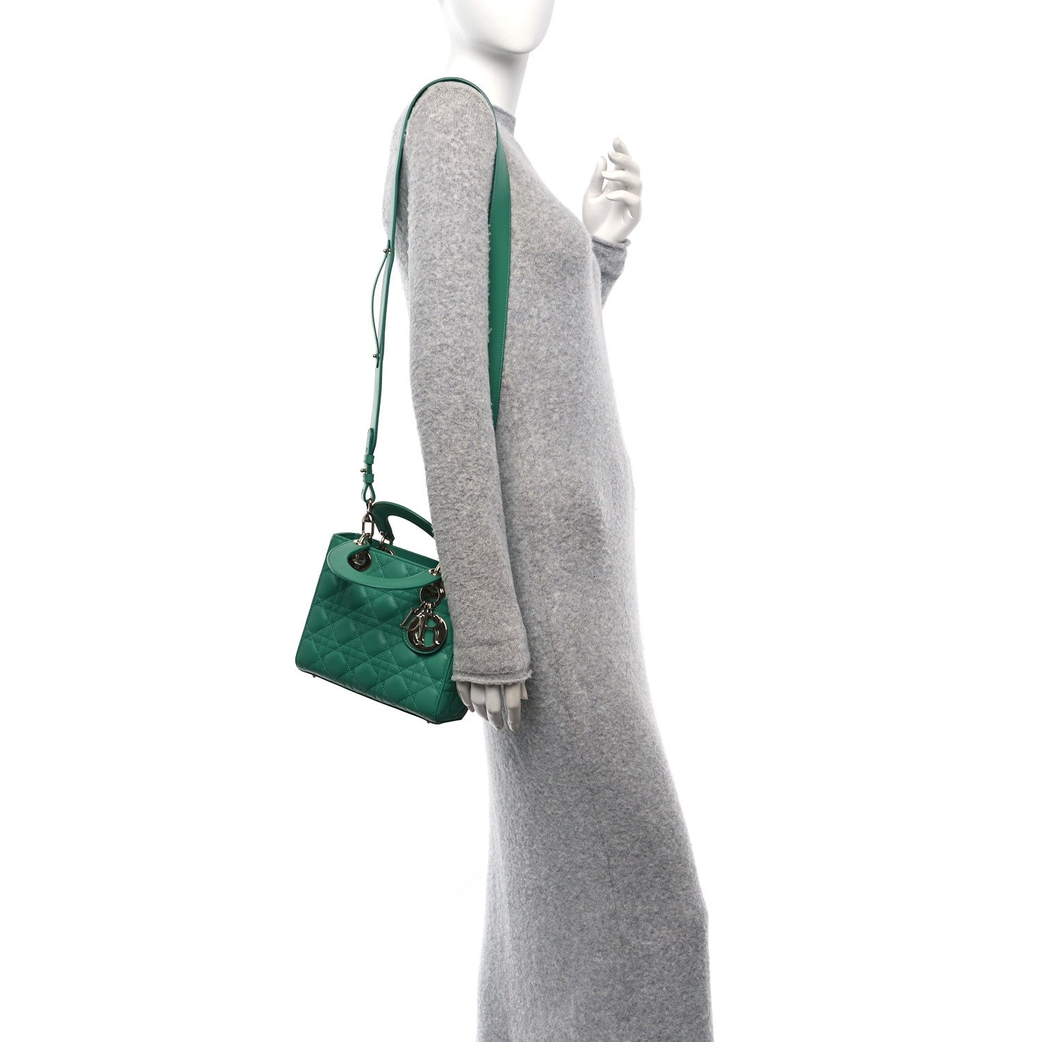 Lambskin Cannage Small My ABCDior Lady Dior Green