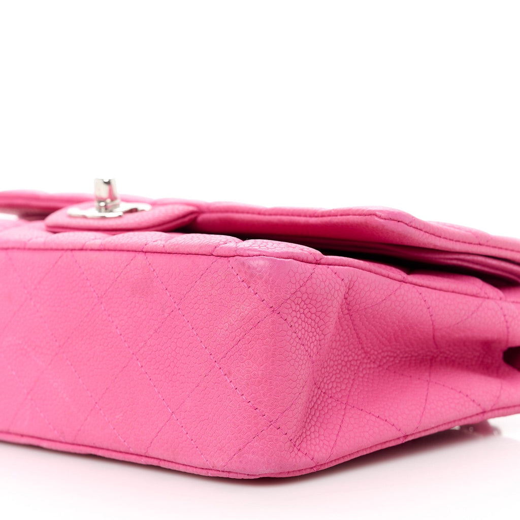 Caviar Quilted Medium Double Flap Pink