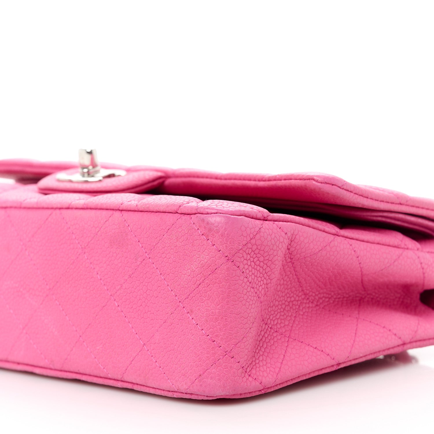 Caviar Quilted Medium Double Flap Pink