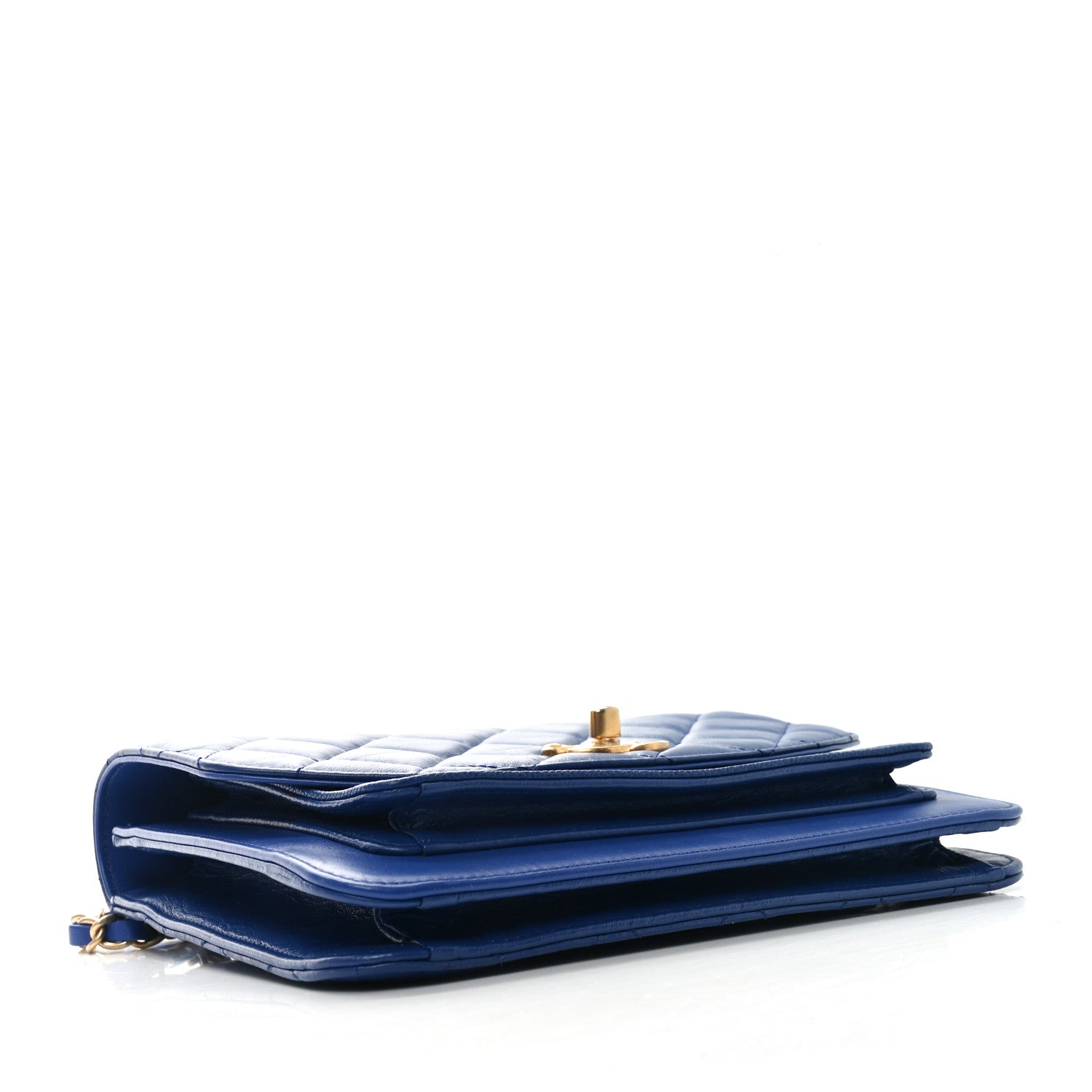 Calfskin Caviar Quilted Chain Handle Flap Blue