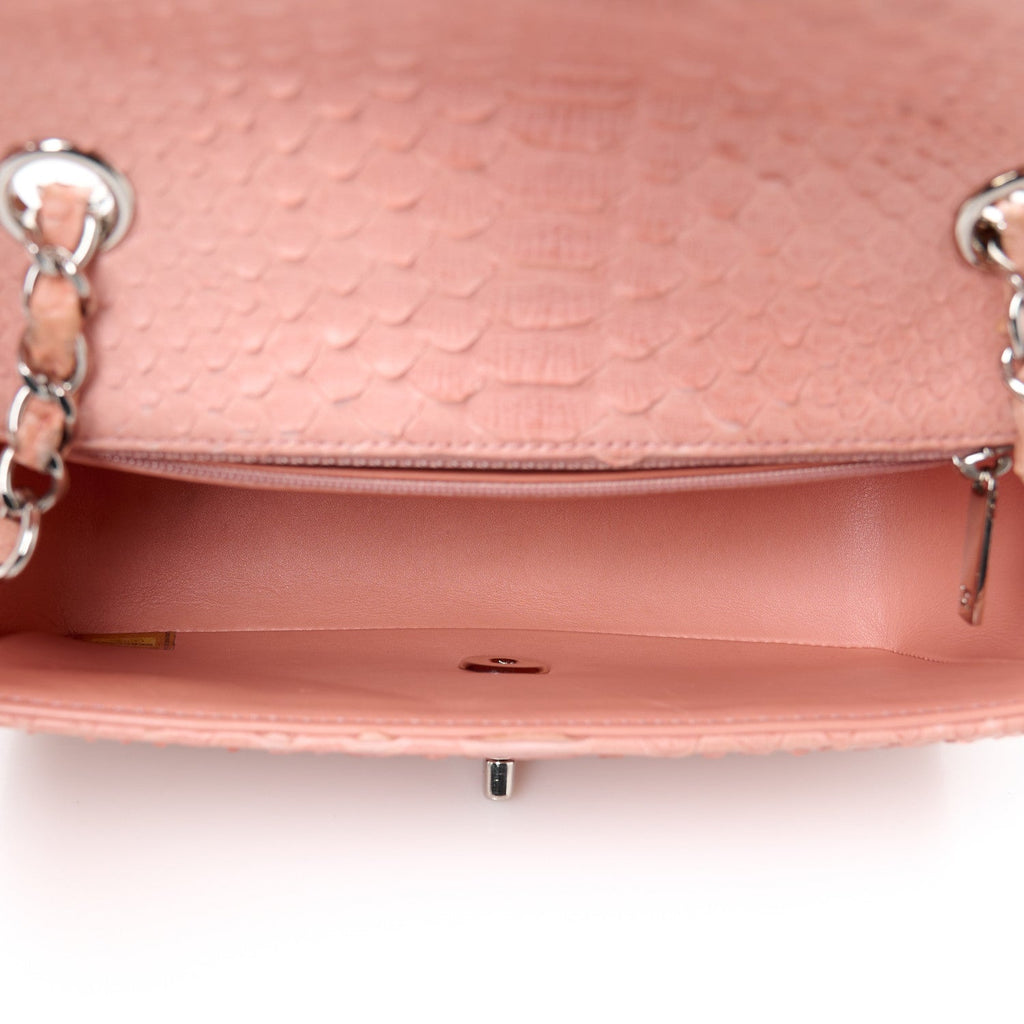 Snakeskin Mini Rectangular Flap Pink