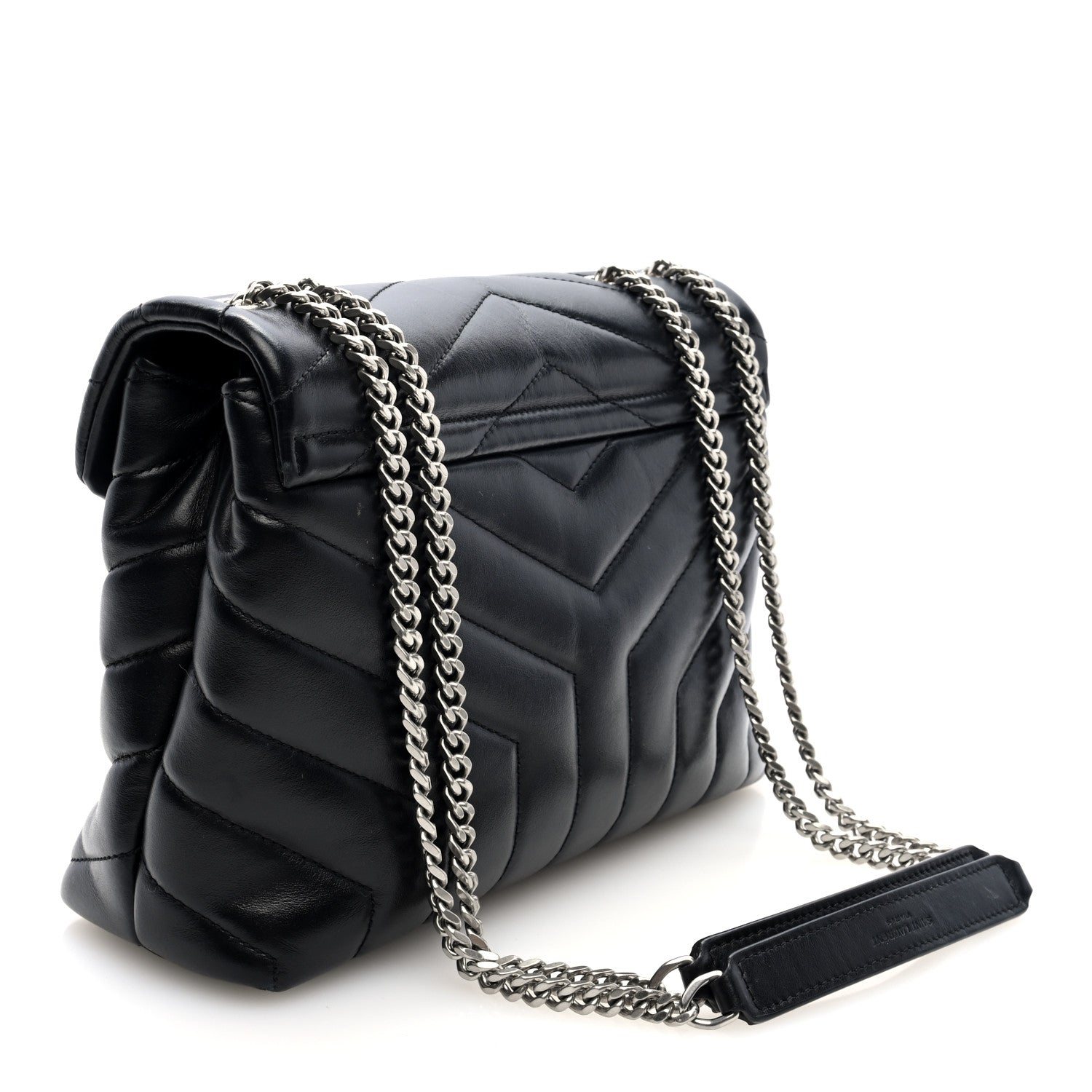 Calfskin Y Quilted Monogram Small Loulou Chain Satchel Black