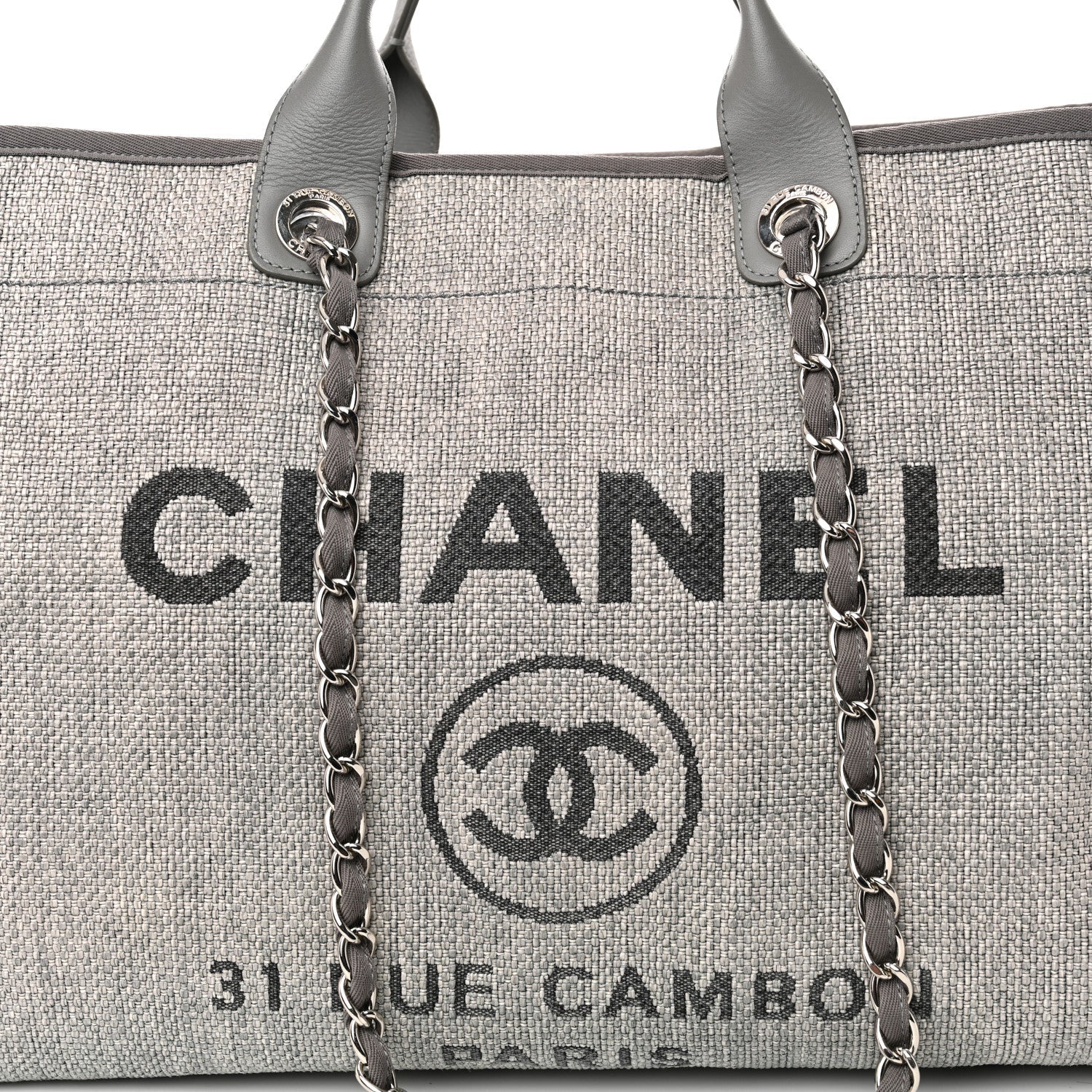 Woven Straw Raffia Large Deauville Tote Grey