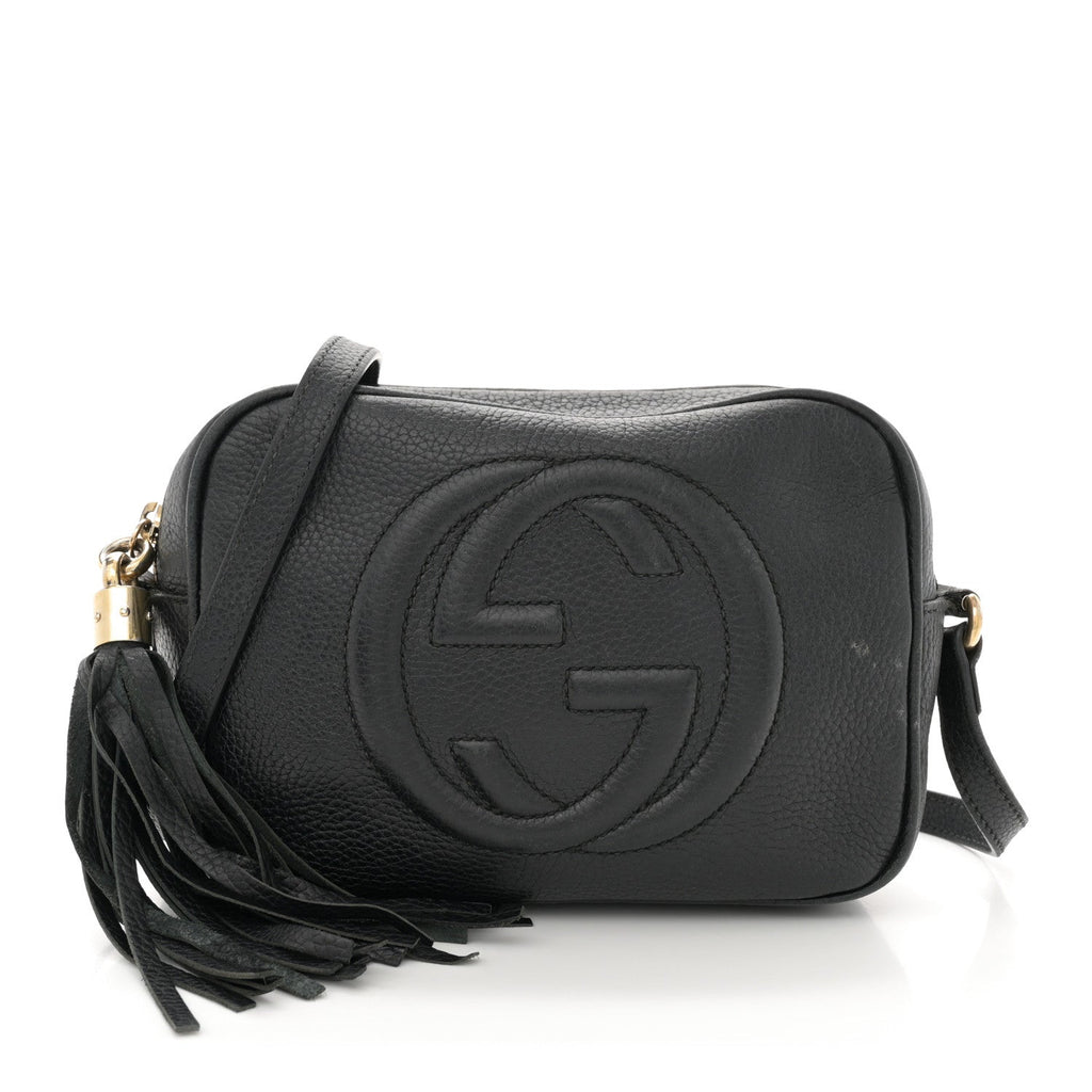 Pebbled Calfskin Small Soho Disco Bag Black