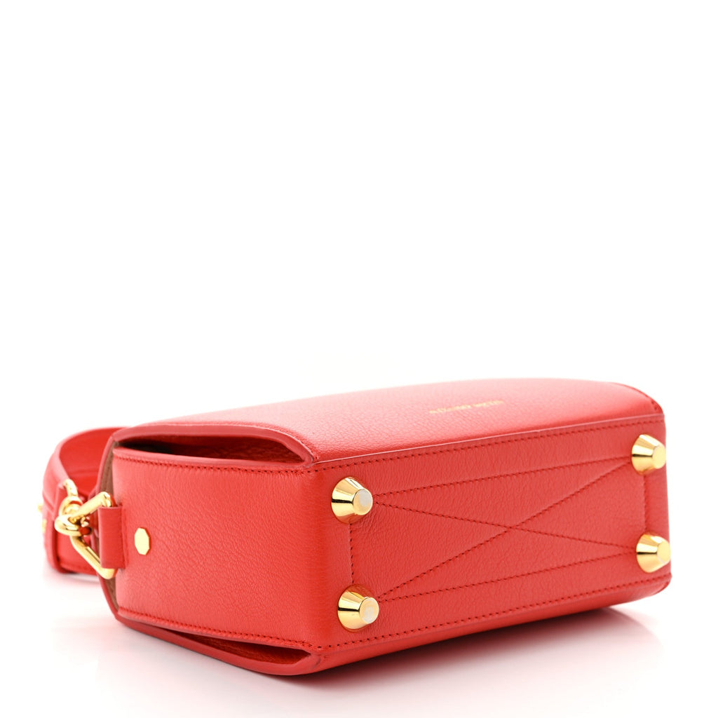 Fine Grain Goatskin Box Shoulder Bag 19 Red