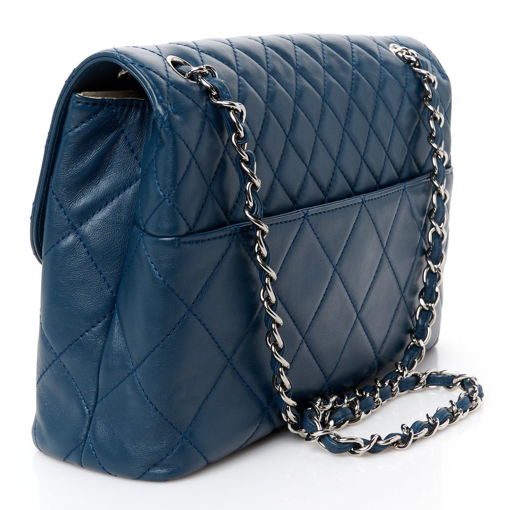 Calfskin Quilted In the Business Flap Dark Navy Blue
