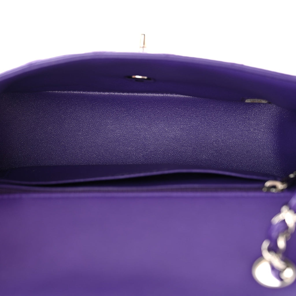 Patent Quilted Mini Rectangular Flap Purple