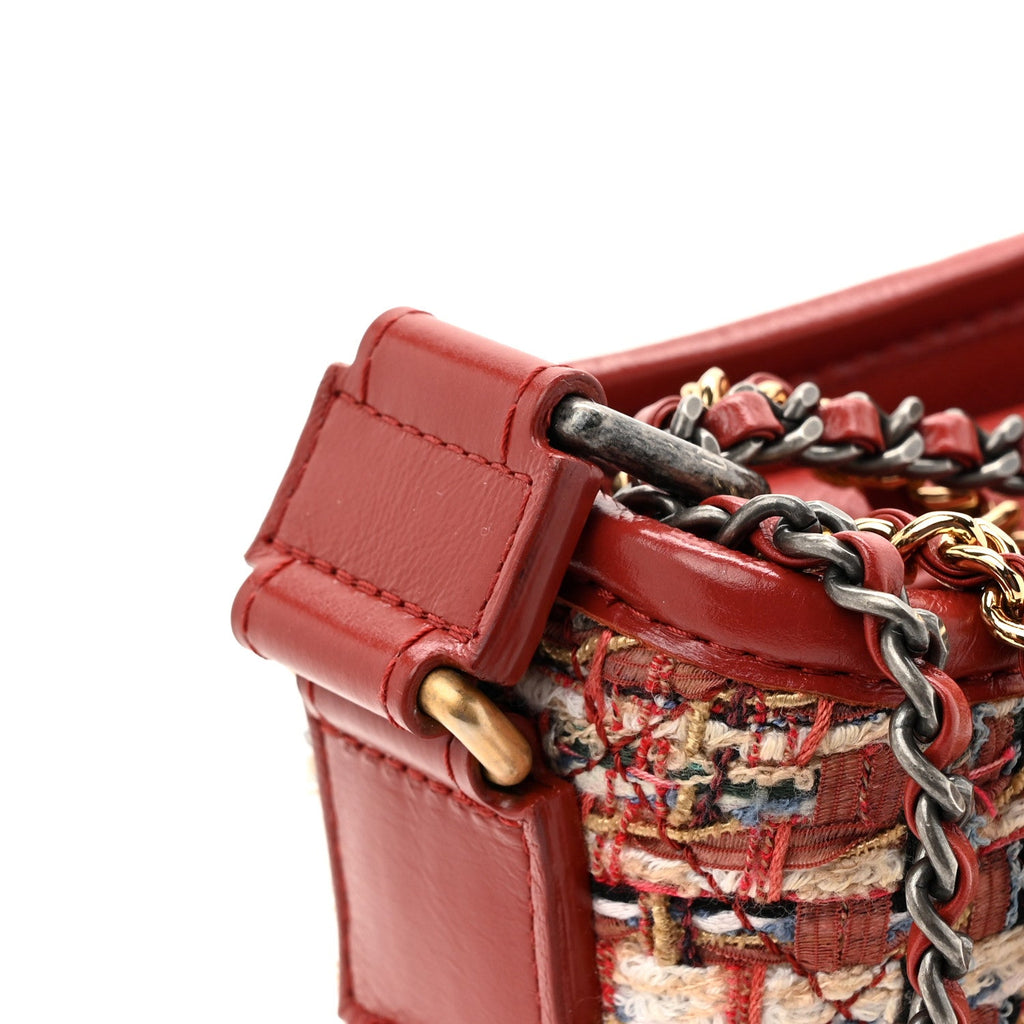 Tweed Calfskin Small Gabrielle Hobo Red Multicolor