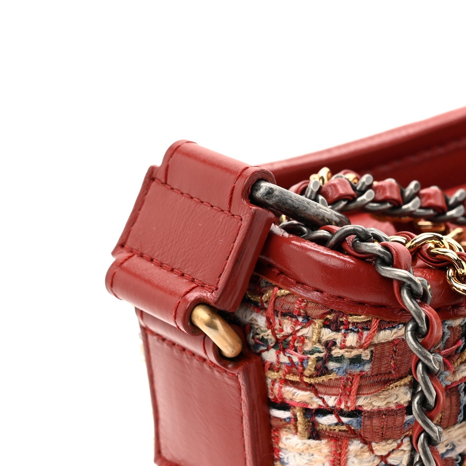 Tweed Calfskin Small Gabrielle Hobo Red Multicolor