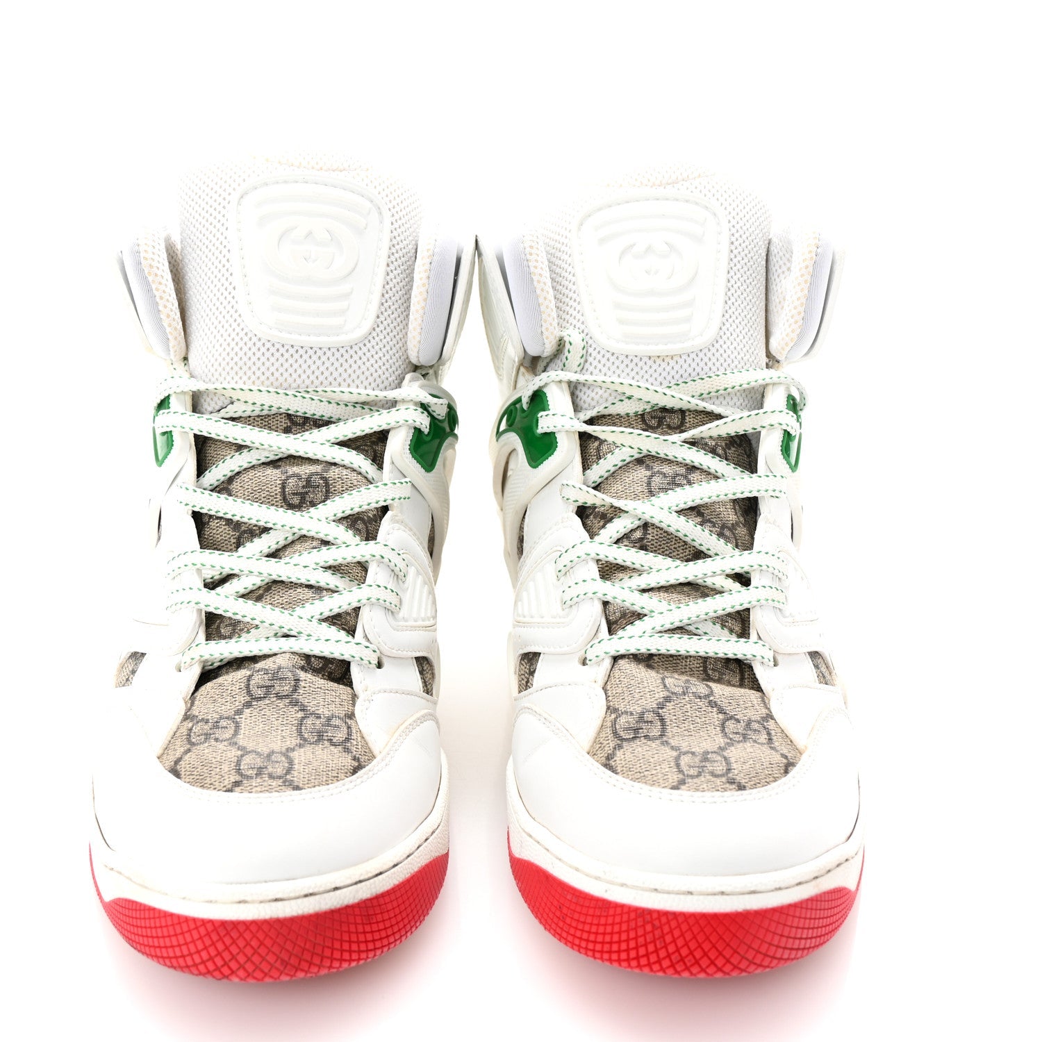 Demetra GG Supreme Monogram Mens Basket High Top Sneakers 8.5 Great White Beige Ebony