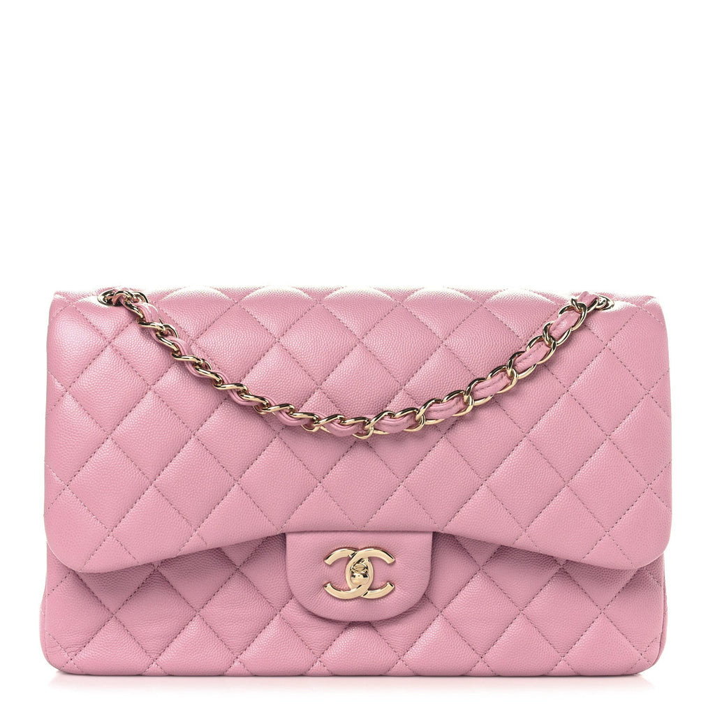 Caviar Quilted Jumbo Double Flap Pink