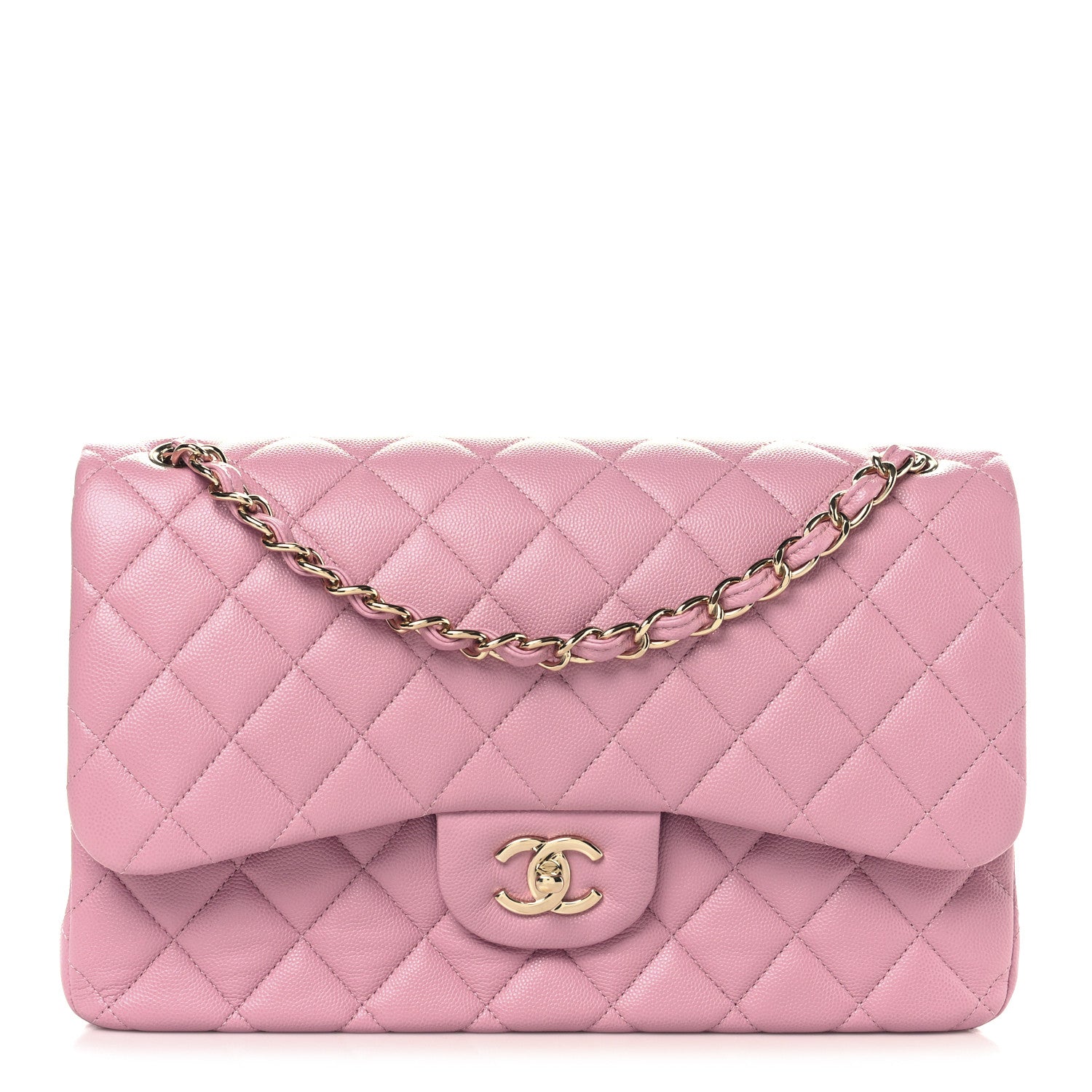Caviar Quilted Jumbo Double Flap Pink