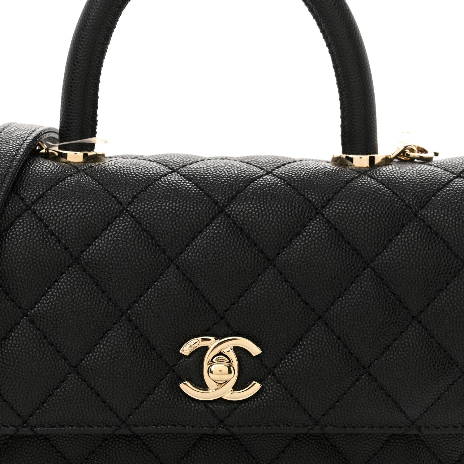 Caviar Quilted Mini Coco Handle Flap Black