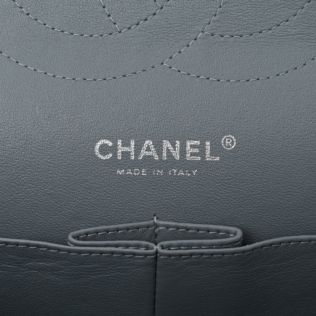 Iridescent Caviar Quilted Jumbo Double Flap Light Blue