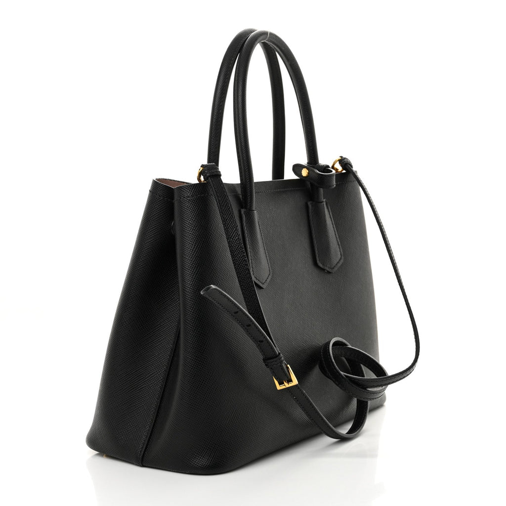 Saffiano Cuir Medium Double Bag Black Mughetto