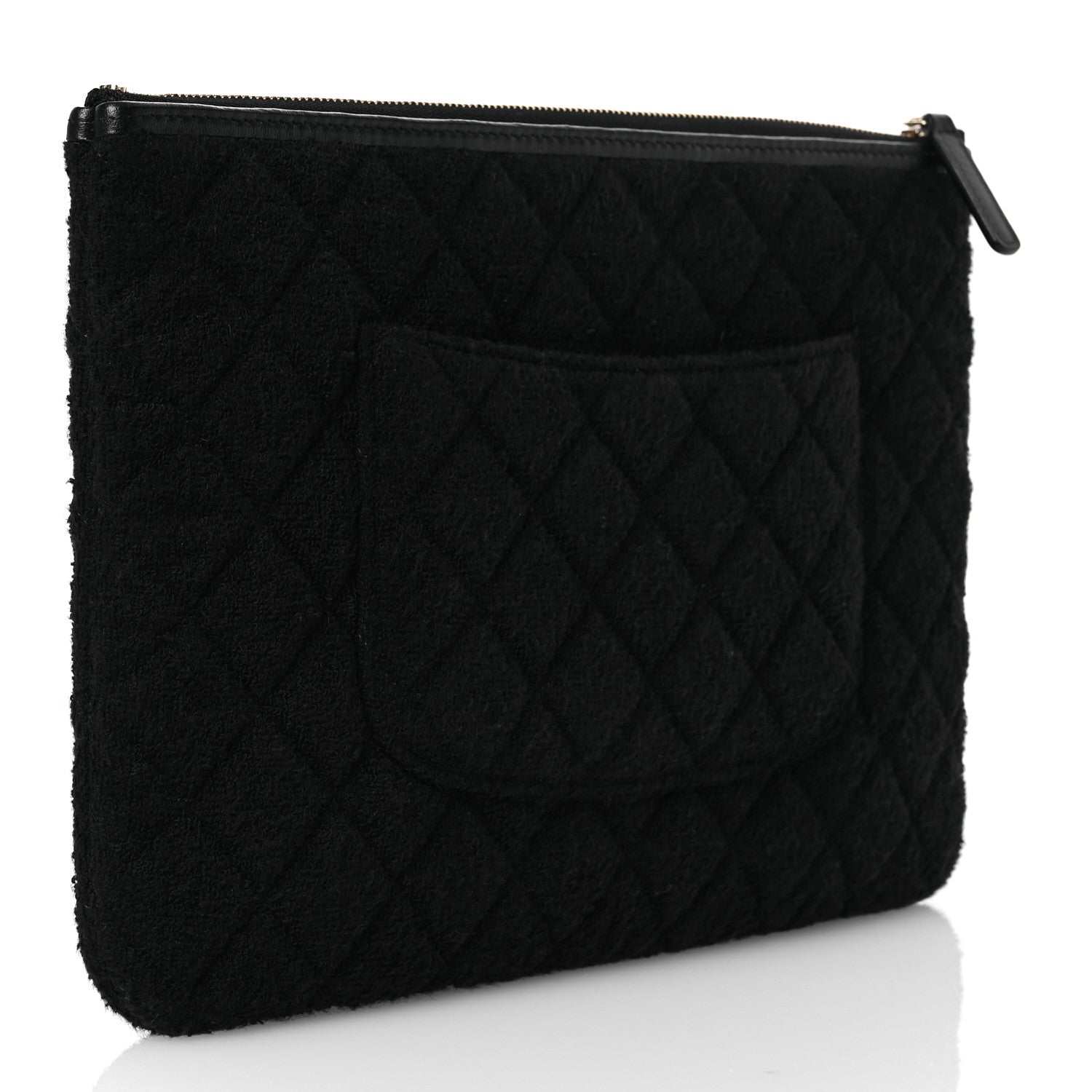 Terry Cloth Quilted Medium Cosmetic Case Black