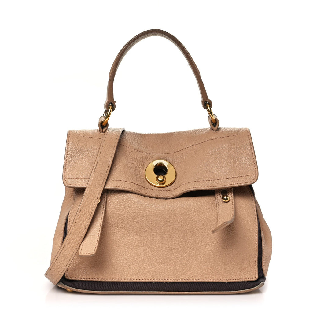 Calfskin Canvas Small Muse Two Beige