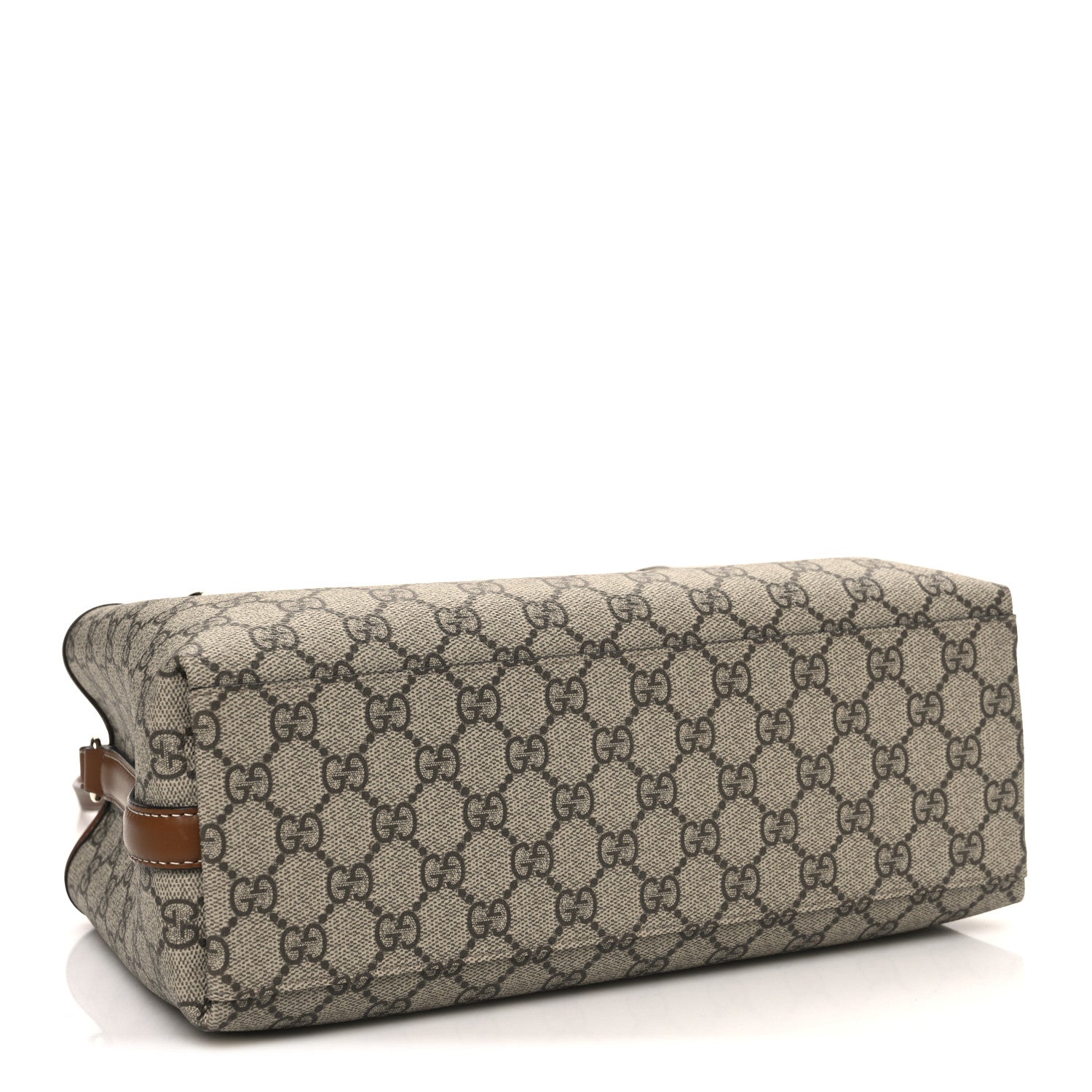 GG Supreme Monogram Emblem Small Tote Bag Beige Dark Brown