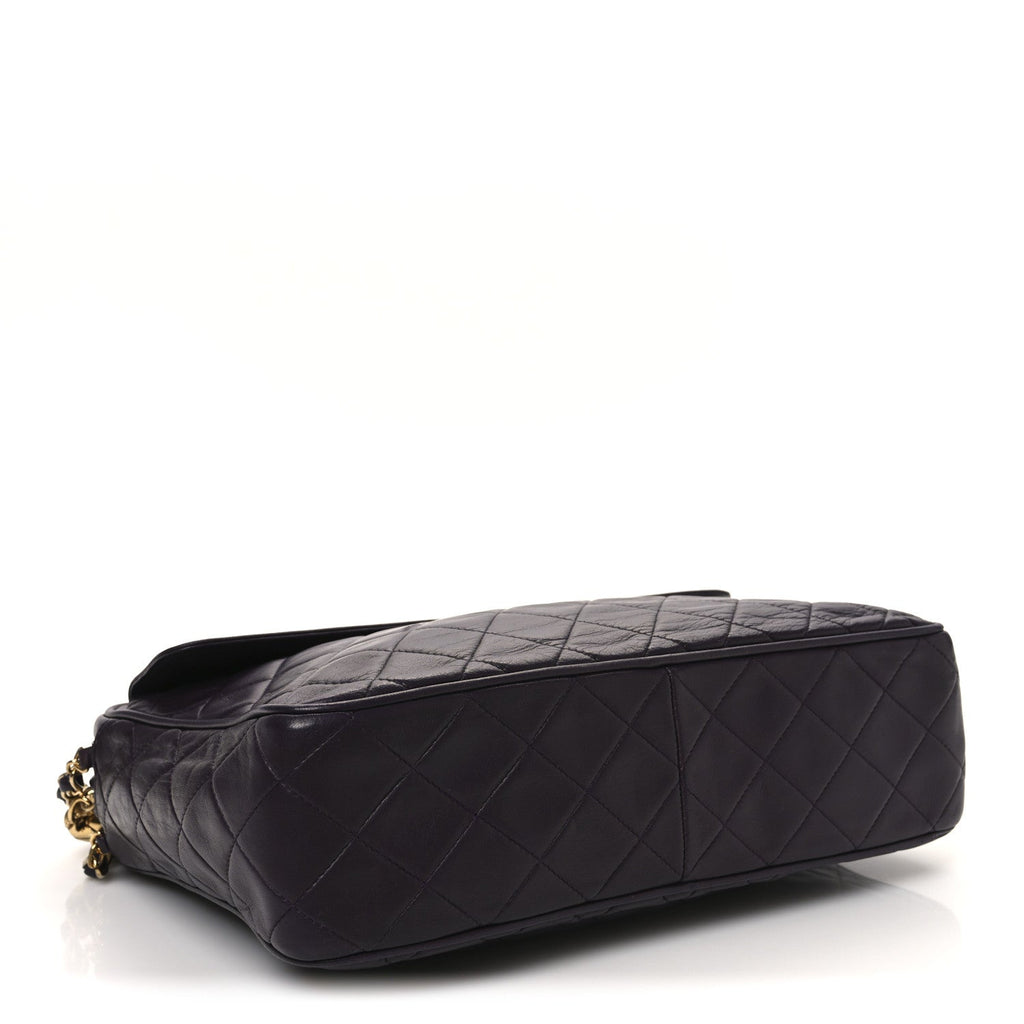 Lambskin Quilted Tassel Flap Camera Case Purple