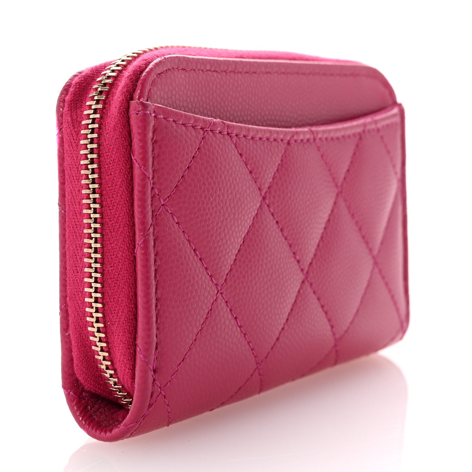 Caviar Quilted Zip Coin Purse Fuchsia