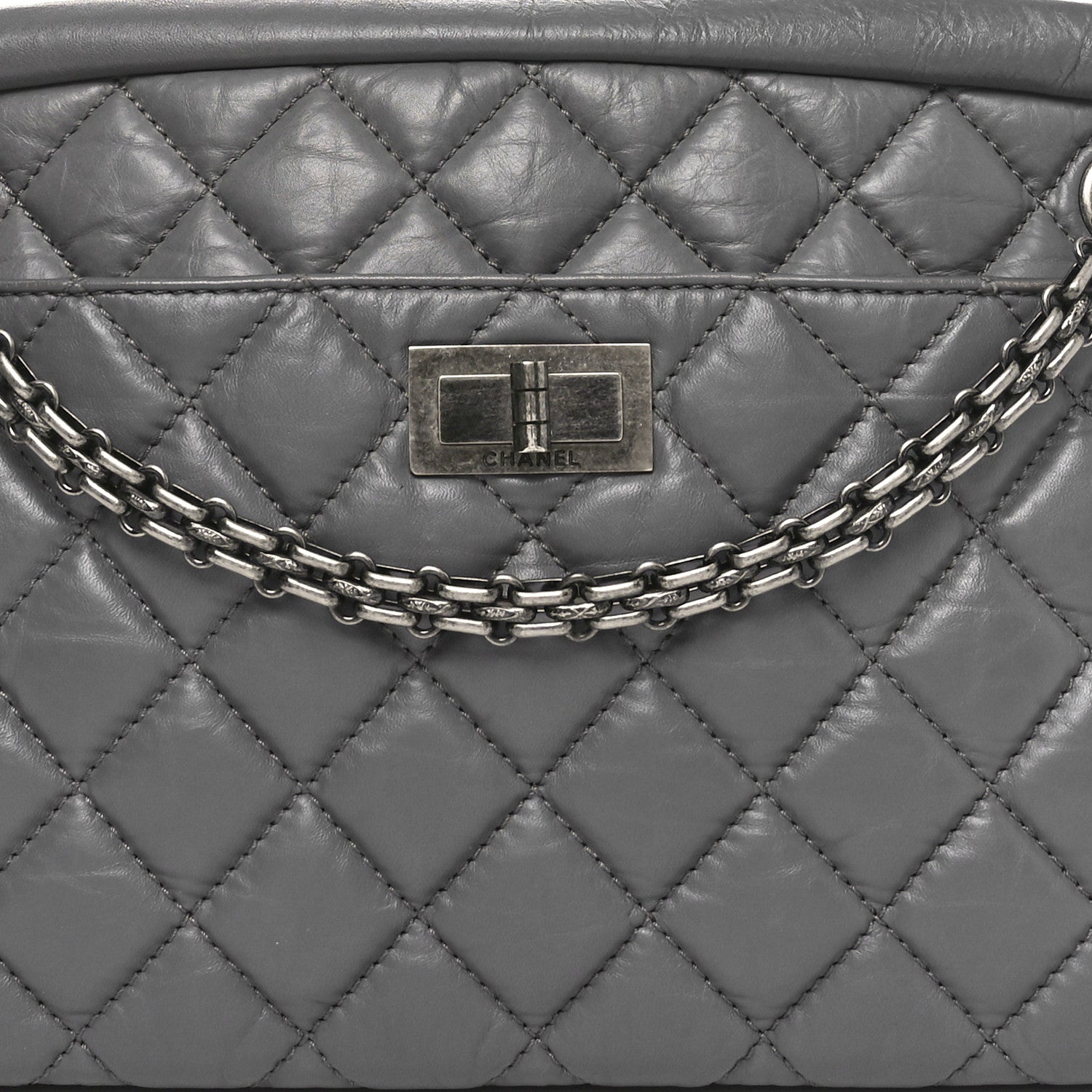 Aged Calfskin Quilted Medium Reissue Camera Case Grey