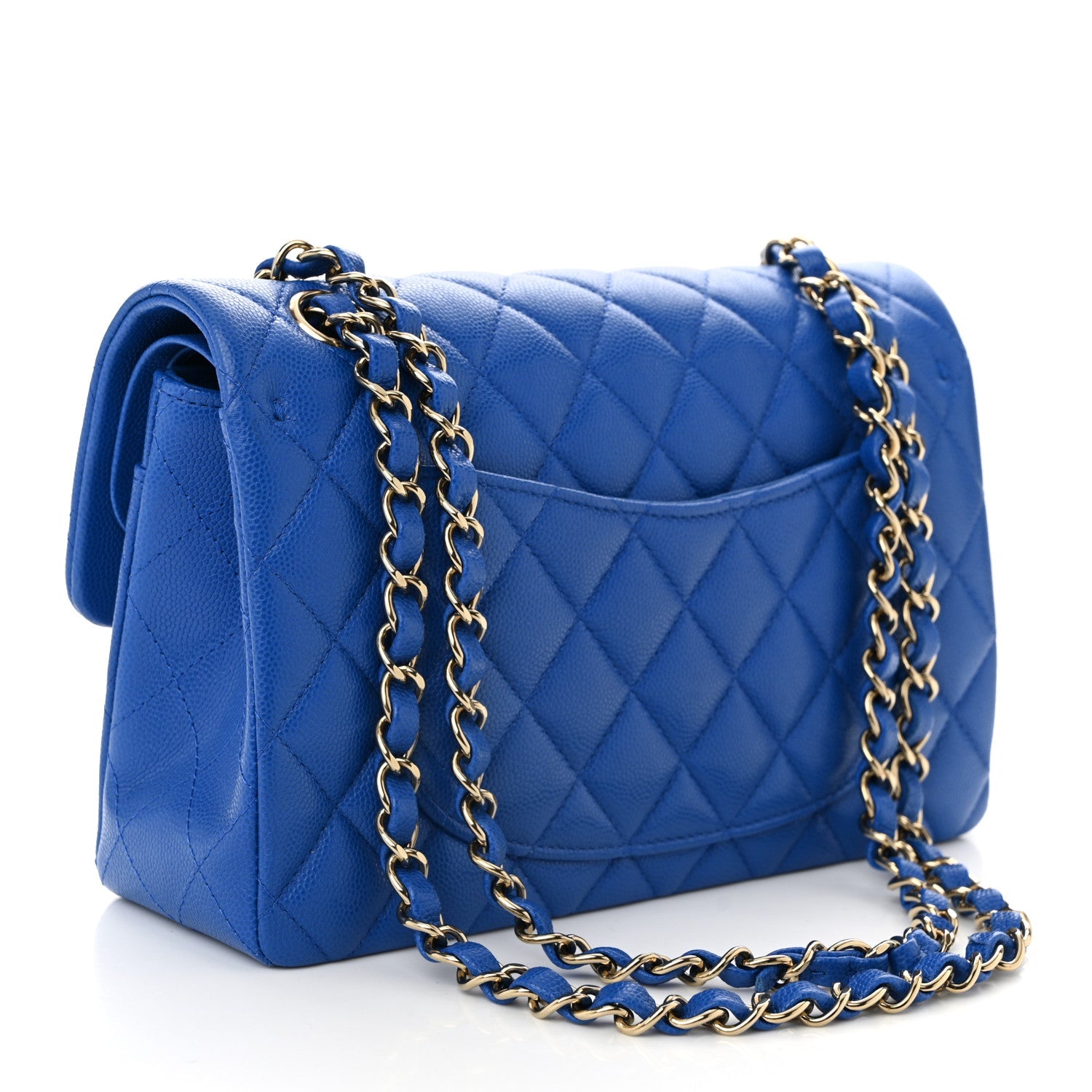 Caviar Quilted Small Double Flap Dark Blue