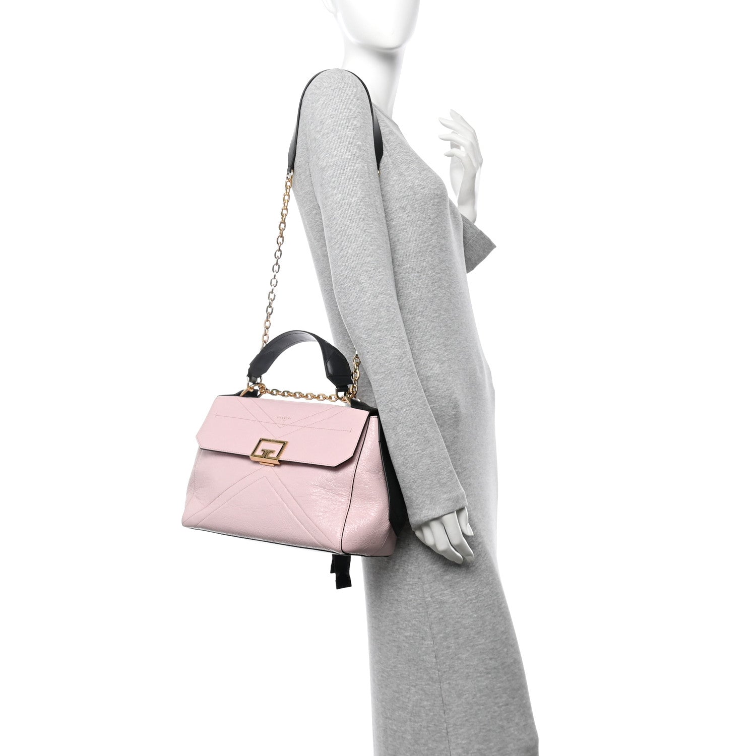 Creased Patent Calfskin Medium ID Flap Pink