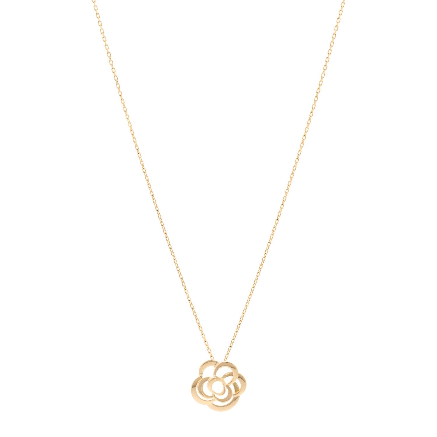 18K Yellow Gold Fil de Camelia Pendant Necklace