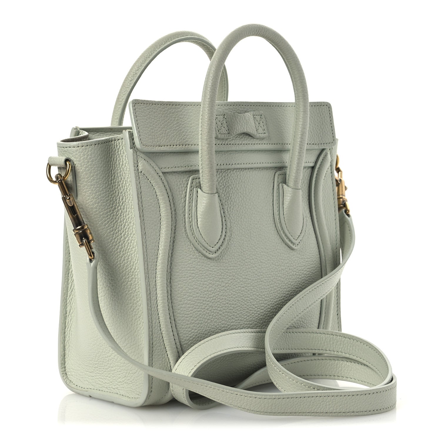 Drummed Calfskin Nano Luggage Vert D'eau