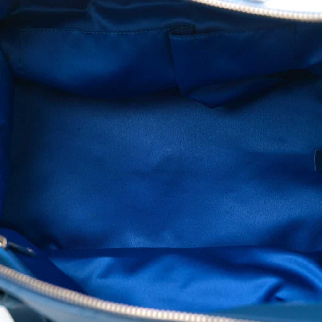 Calfskin Stitched Large Bowling Bag Blue