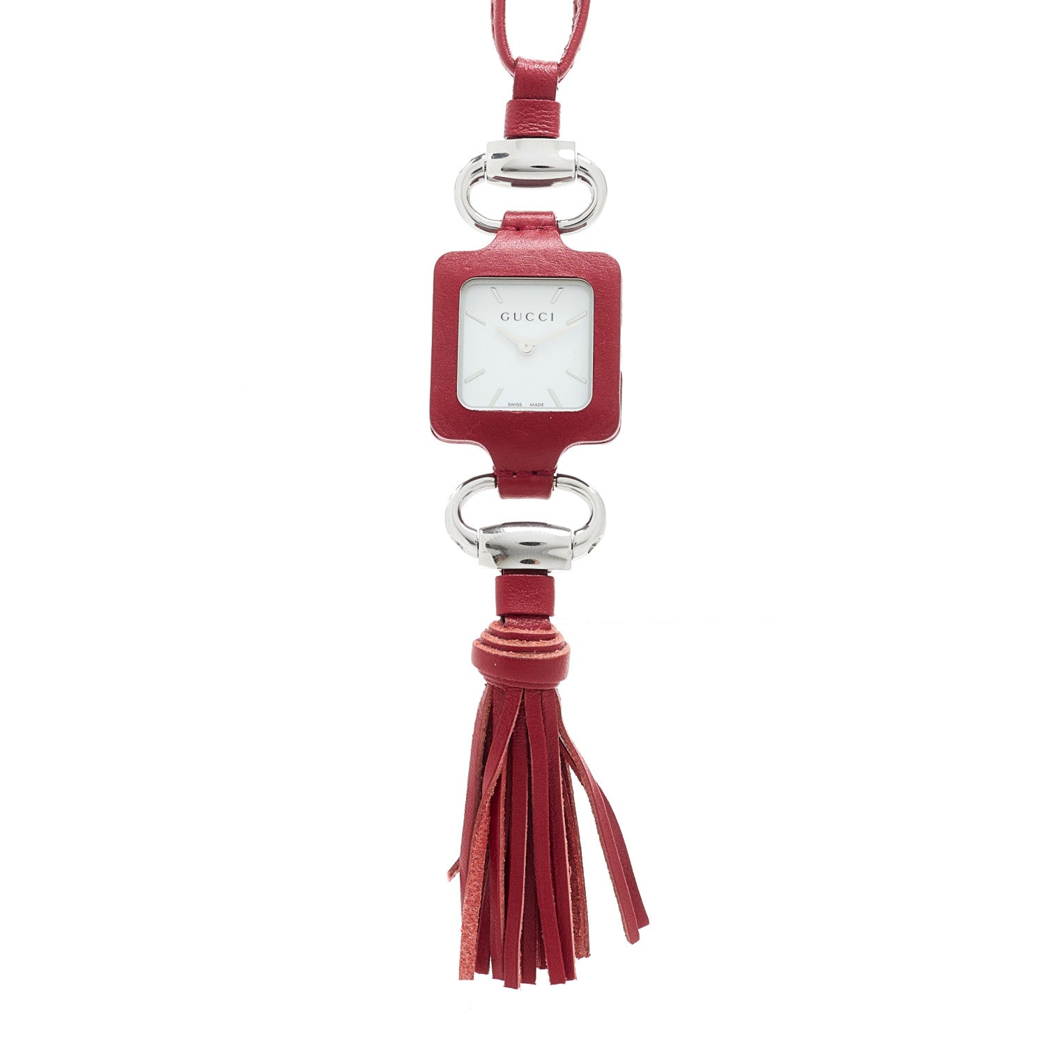 Stainless Steel Calfskin 1921 Pendant Quartz Watch Red