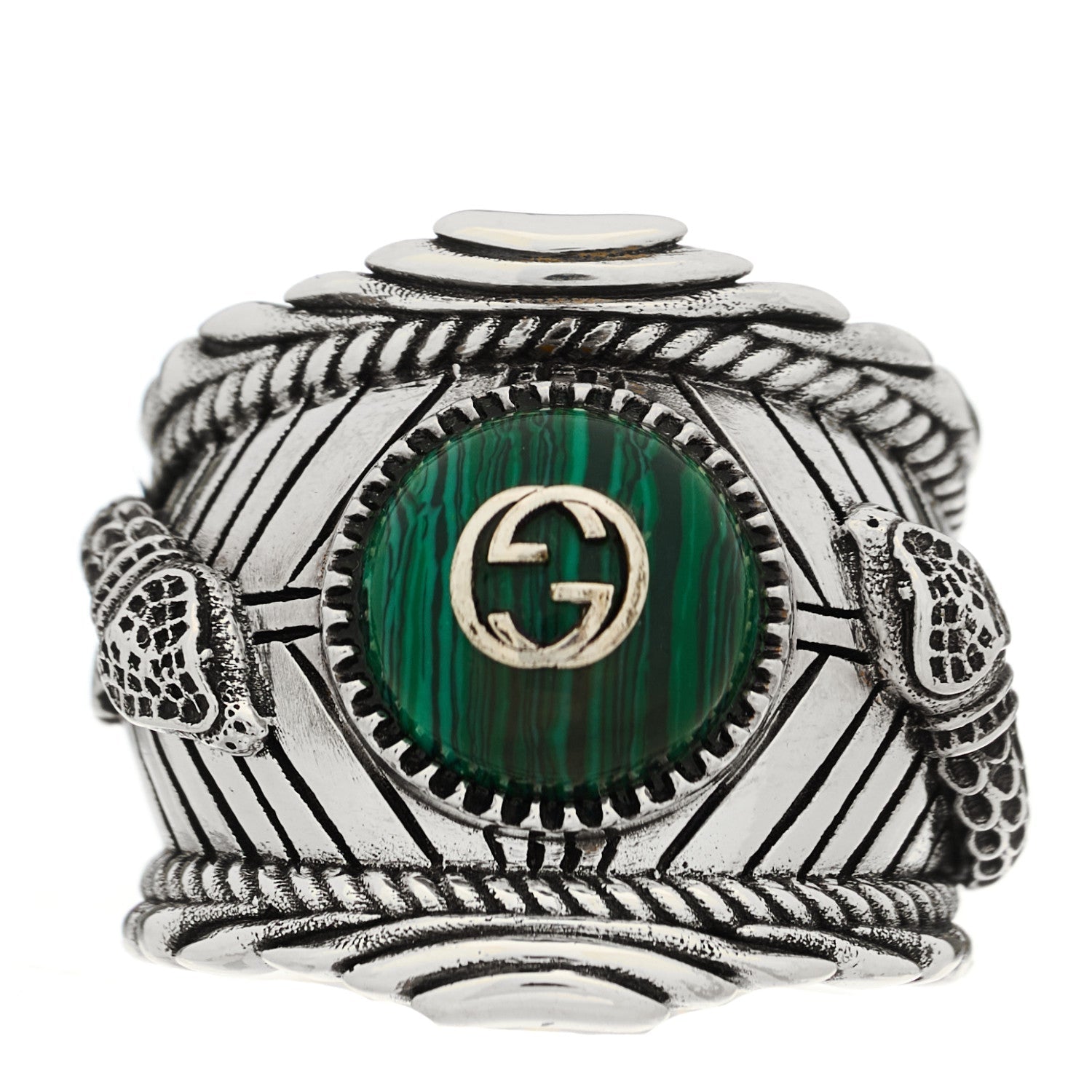 Sterling Silver Resin Snake Garden Ring 57 8 Green