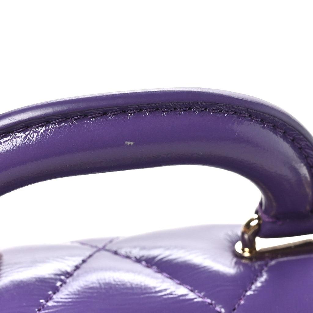 Shiny Lambskin Quilted Mini Coco Trip Flap Bag Purple