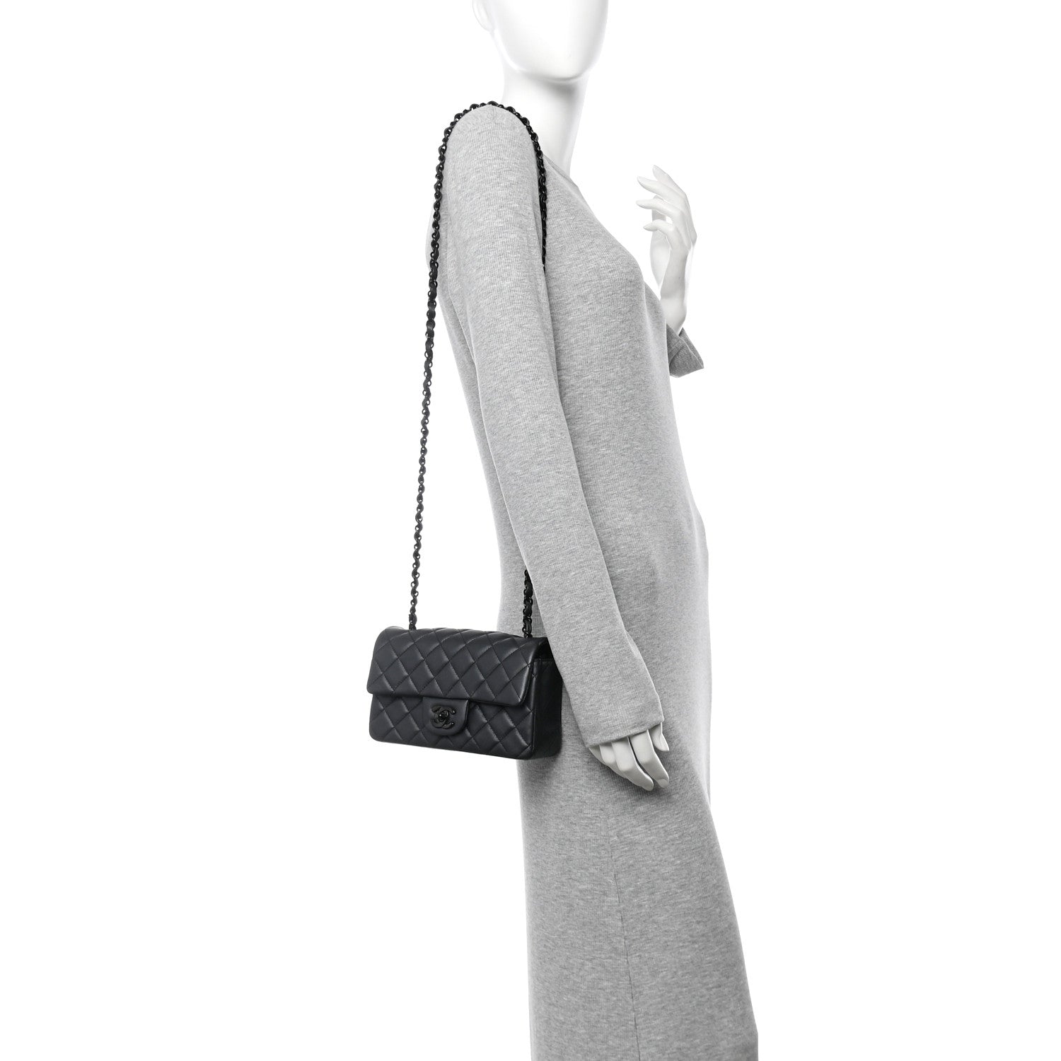 Lambskin Quilted Mini Rectangular Flap So Black