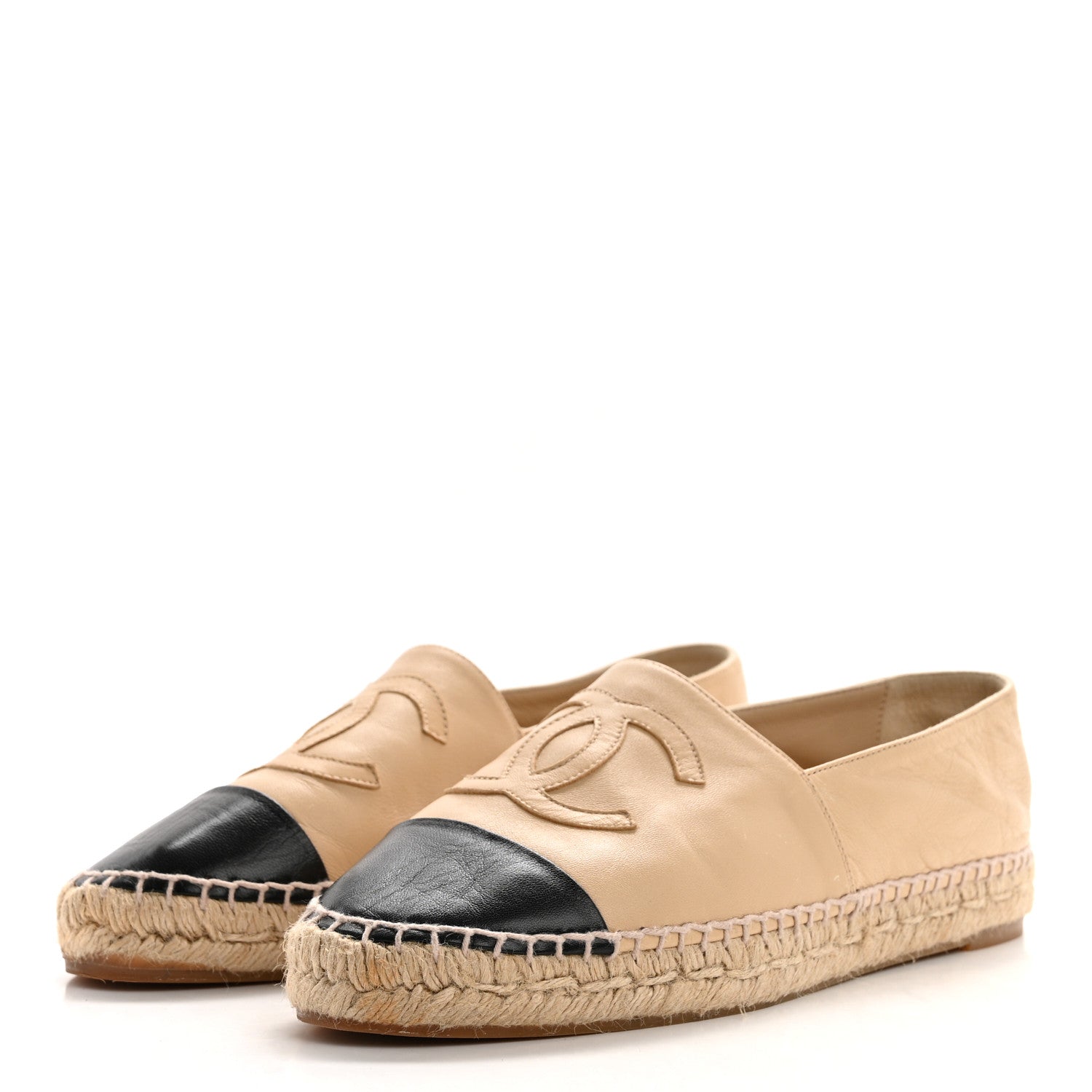 Lambskin CC Espadrilles 39 Beige Black