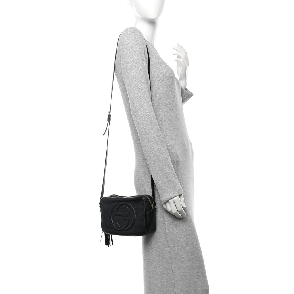 Pebbled Calfskin Small Soho Disco Bag Black