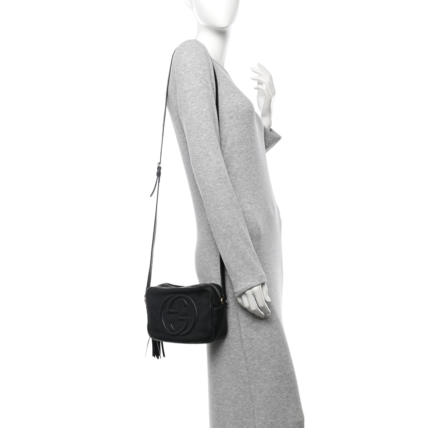 Pebbled Calfskin Small Soho Disco Bag Black