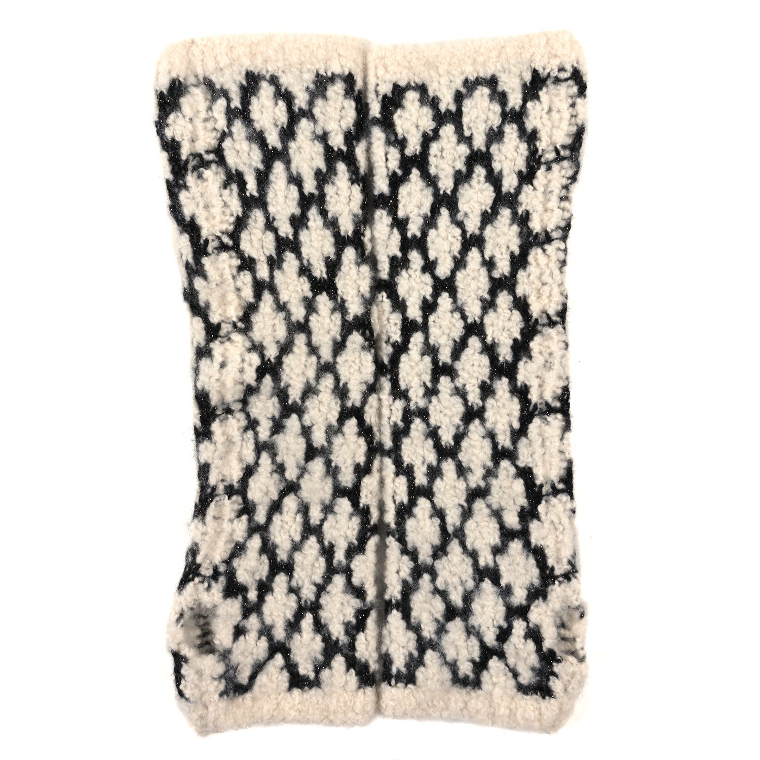 Cashmere Blend CC Fingerless Gloves White Black