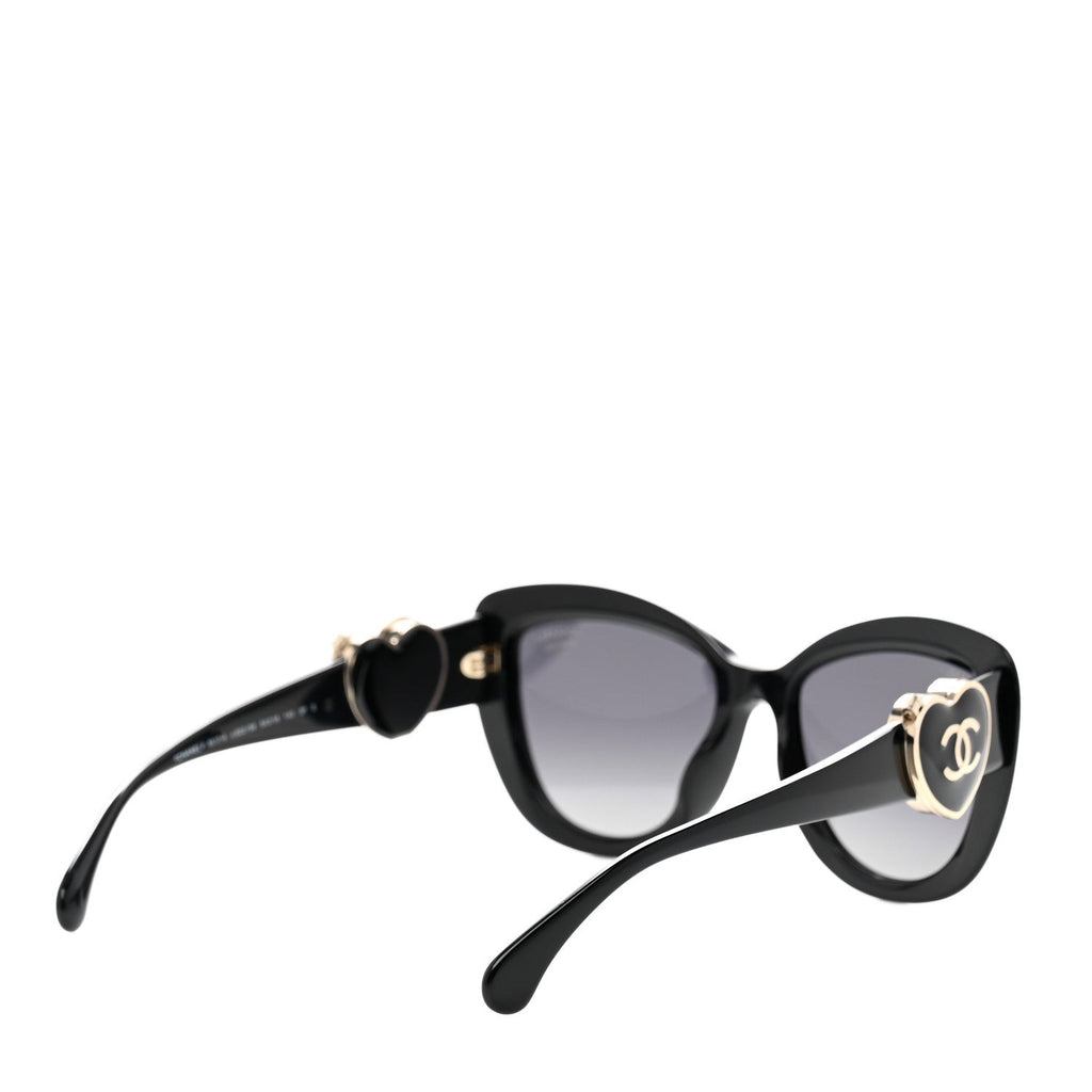 Acetate Enamel Heart Butterfly Sunglasses 5517 Black
