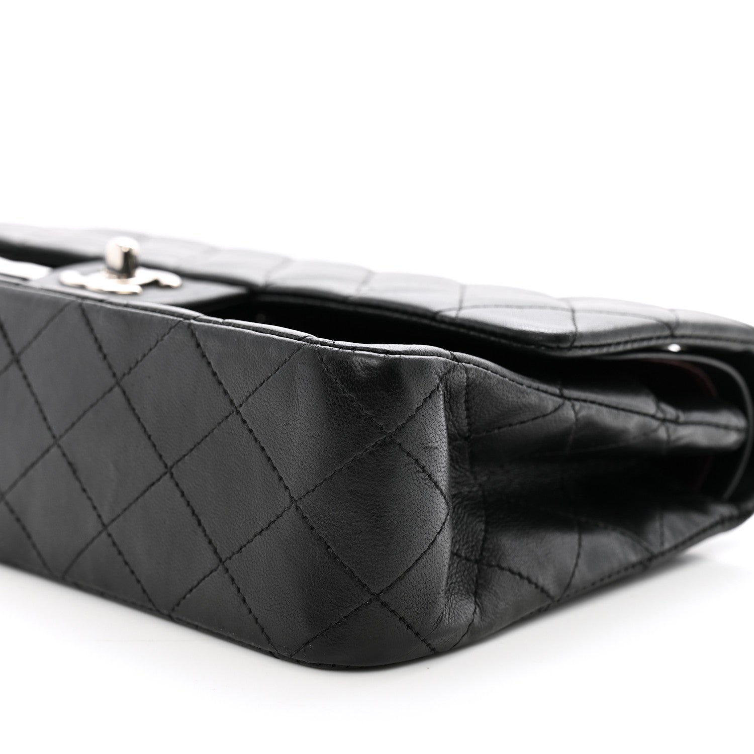 Lambskin Quilted Medium Double Flap Black