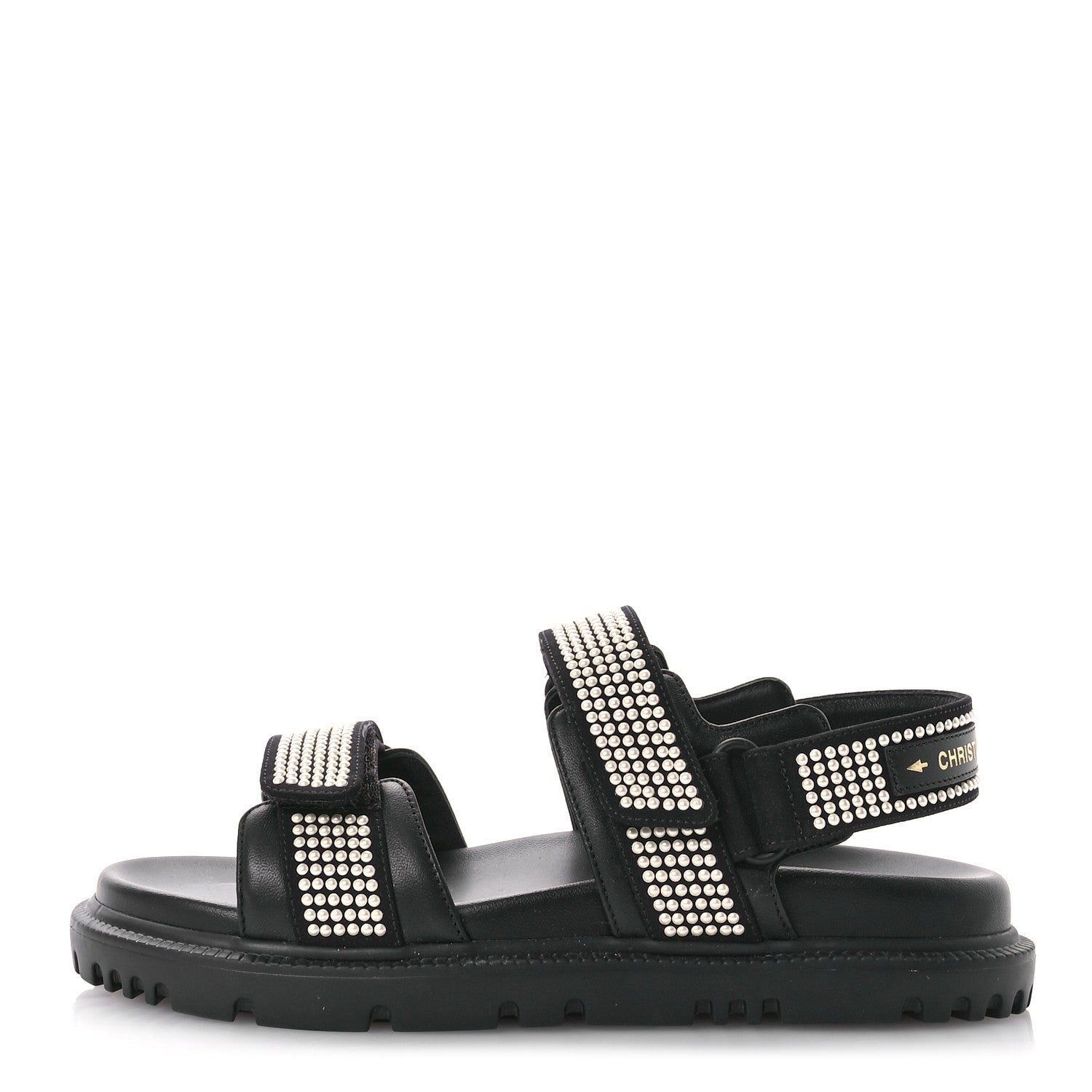 Lambskin Pearl Dioract 10mm Sandals 35 Black