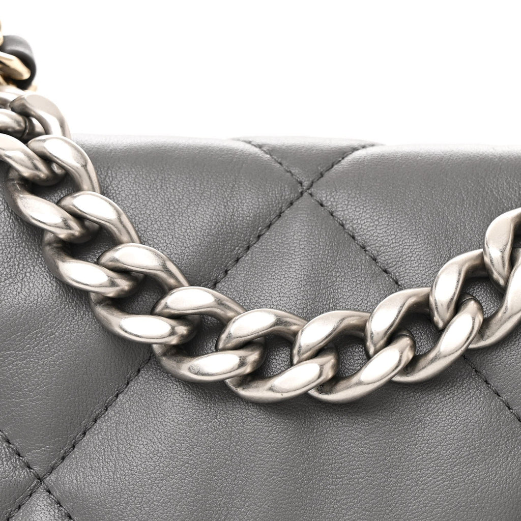 Lambskin Quilted Medium Chanel 19 Flap Dark Grey