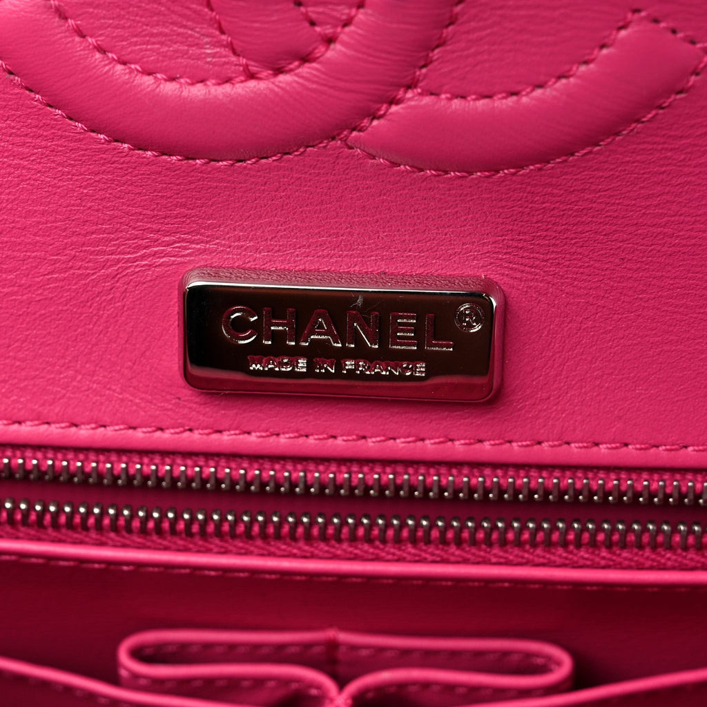 Metallic Snakeskin Medium Double Flap Blue Pink