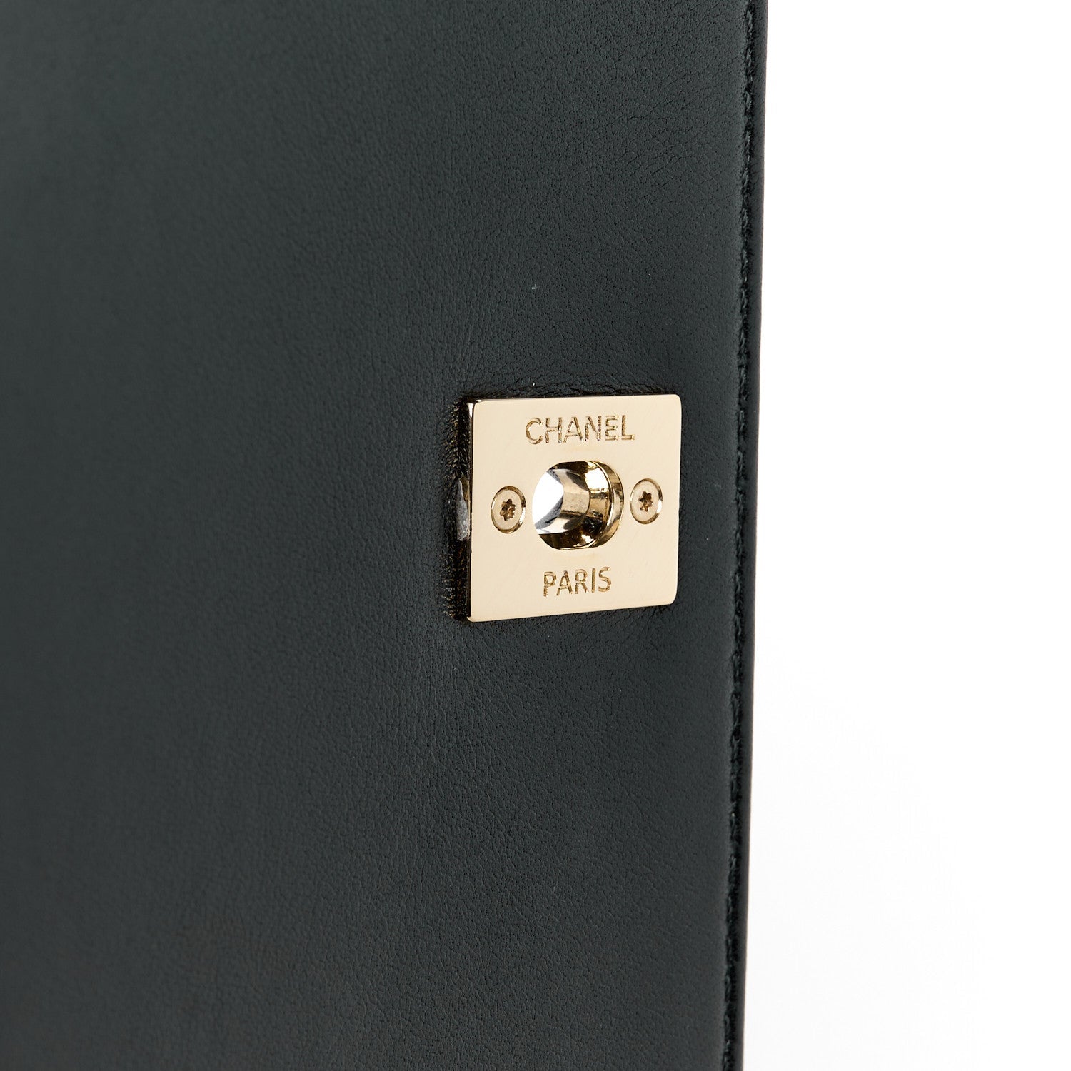 Calfskin Stitched CC Case Flap Bag Black