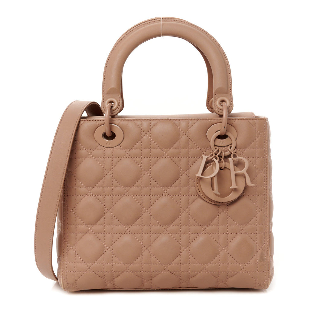 Ultra Matte Calfskin Cannage Medium Lady Dior Beige