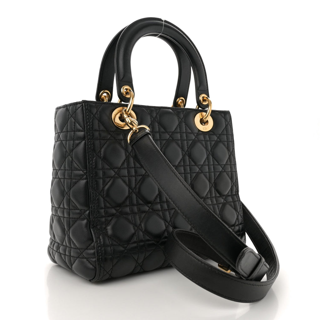 Lambskin Cannage Medium Lady Dior Black
