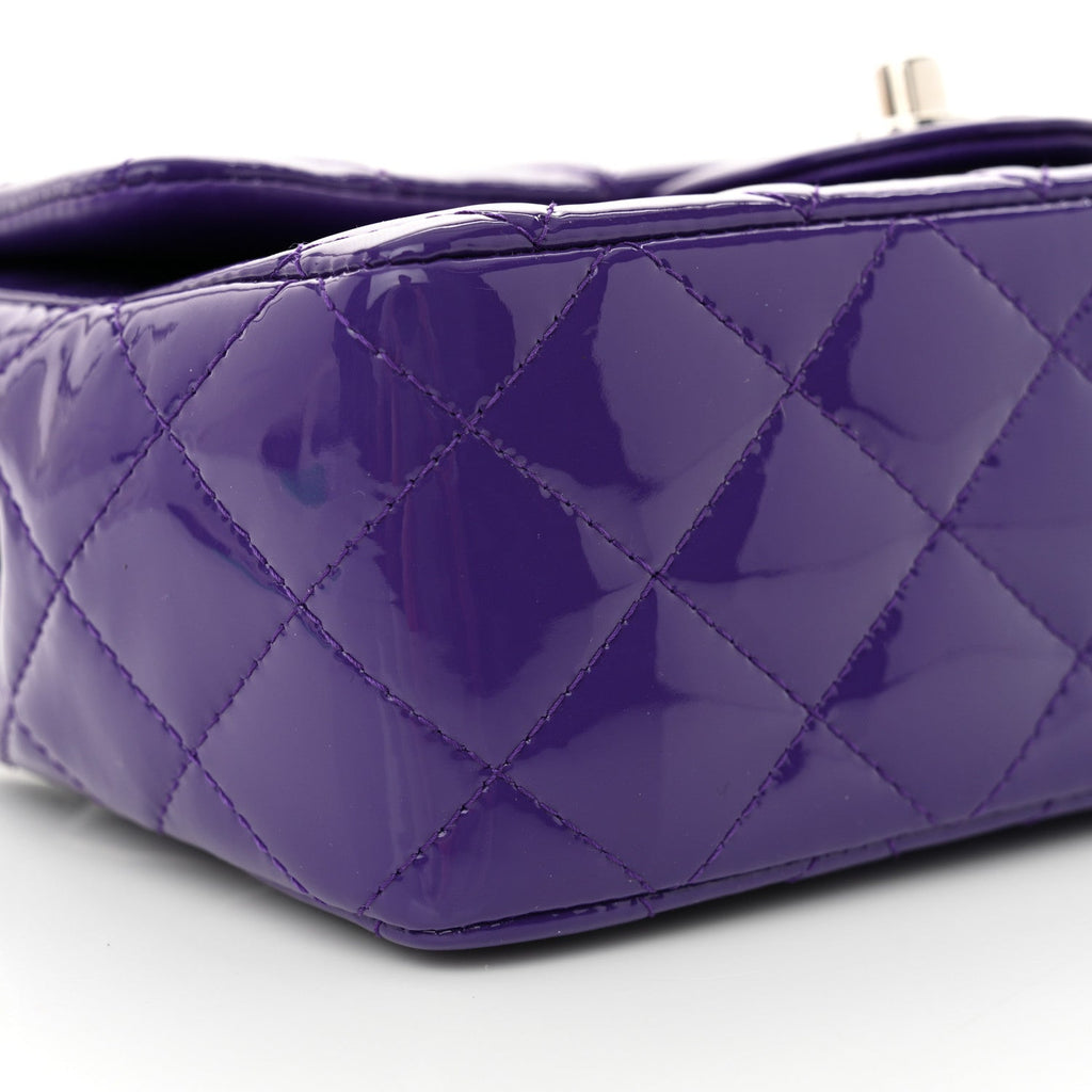 Patent Quilted Mini Rectangular Flap Purple